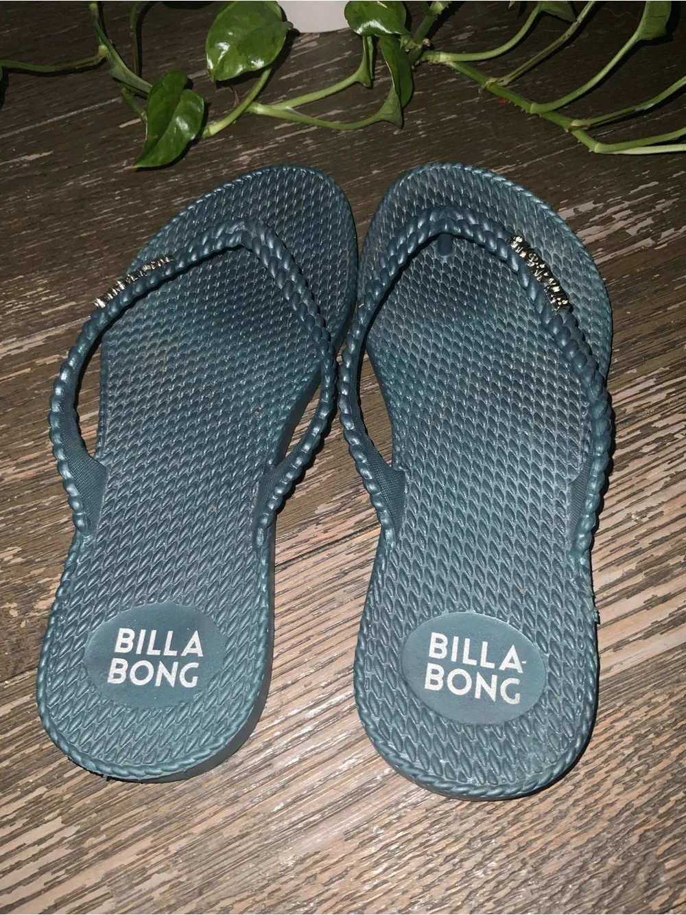 Billabong Women's Teal Braided Strap Thong Sandals Flip Flops 7